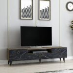 Έπιπλο tv Cavelli μαύρο καρυδί χρώμα μελαμίνη 150x31 3x45cm ed2055