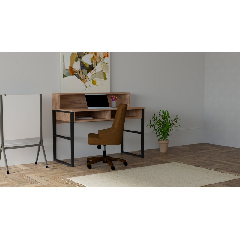 2056_0-800x800 Γραφείo Brescia καρυδί μαύρο μελαμίνη 120x55x95 8cm ed2056 - Image 1