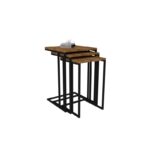 Τραπεζάκια σαλονιού set Roma χρώμα καρυδί μαύρο μελαμίνη μέταλλο 40x60cm ed2066 - Image 2