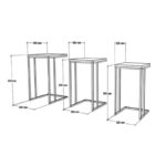 Τραπεζάκια σαλονιού set Roma χρώμα καρυδί μαύρο μελαμίνη μέταλλο 40x60cm ed2066 - Image 3