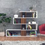 Βιβλιοθήκη Karlin άσπρο καρυδί μελαμίνη 120x20x109εκ ed2073