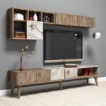 Σύνθεση tv Pavia καρυδί λευκό χρώμα μελαμίνη 180x35x40cm ed208 - Image 5