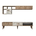 Σύνθεση tv Pavia καρυδί λευκό χρώμα μελαμίνη 180x35x40cm ed208 - Image 3