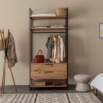 Ντουλάπα Dynamic atlantic pine μελαμίνη μεταλλικά πόδια 104x52x225εκ ed2099