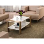 Τραπεζάκι σαλονιού parole χρώμα λευκό καρυδί 90x60x42cm ed2104