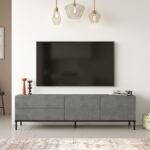 Έπιπλο TV Levante χρώματος ασημί μαύρο 170 3x35 5x46 4cm ed210