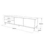 Έπιπλο TV Levante χρώματος ασημί μαύρο 170 3x35 5x46 4cm ed210 - Image 2