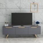 Έπιπλο tv Melone oak ανθρακί χρώμα μελαμίνη 150x35x44cm ed2132