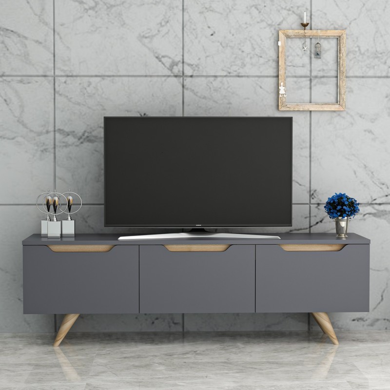 2132_0-800x800 Έπιπλο tv Melone oak ανθρακί χρώμα μελαμίνη 150x35x44cm ed2132 - Image 1