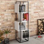 Βιβλιοθήκη Prada μαύρο άσπρο μελαμίνη 52x38x160εκ ed2143