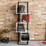 Βιβλιοθήκη Prada μαύρο άσπρο μελαμίνη 52x38x160εκ ed2143 - Image 4