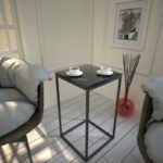 Βοηθητικό τραπέζι Pure μαύρη άσπρη μελαμίνη μεταλλικά πόδια 35x62cm ed2144