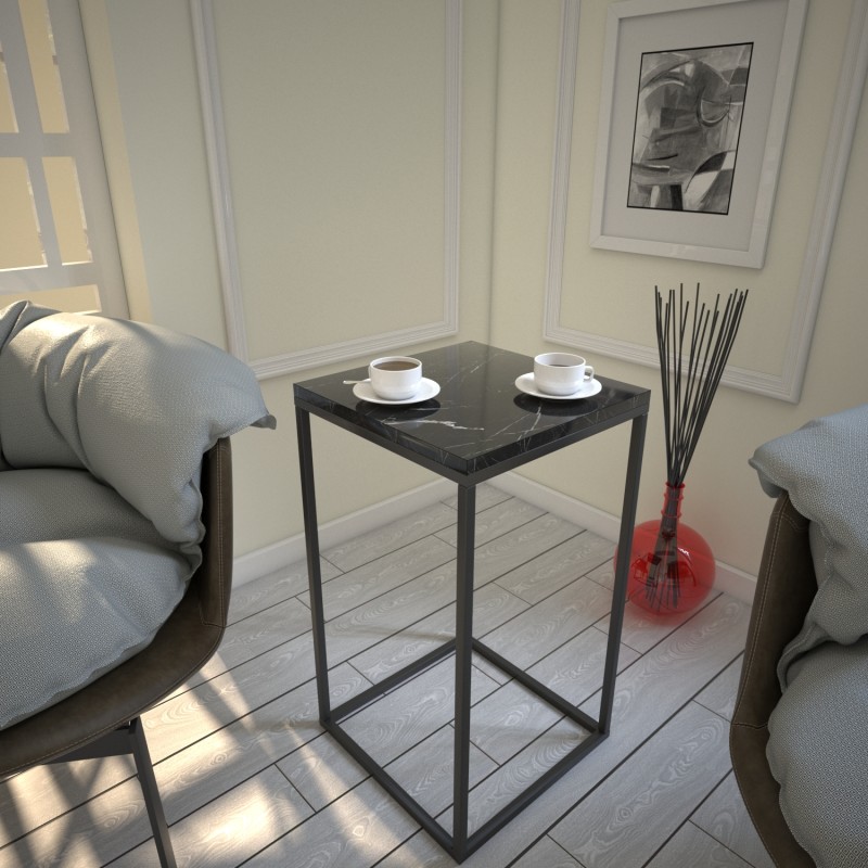 2144_0-800x800 Βοηθητικό τραπέζι Pure μαύρη άσπρη μελαμίνη μεταλλικά πόδια 35x62cm ed2144 - Image 1