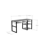 Γραφείo Brescia λευκό μαύρο μελαμίνη 150x58 4x75 8cm ed2156 - Image 2