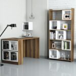 Set γραφείο και βιβλιοθήκη Londra καρυδί λευκό χρώμα μελαμίνη 120x65x75cm ed2167