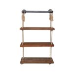 Ραφιέρα Gar καρυδί μαύρο ξύλο μεταλλικό πλαίσιο 60x13x120εκ ed2189 - Image 5