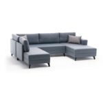 Γωνιακός καναπές Efia μπλε 300x202x78cm ed2191 - Image 3