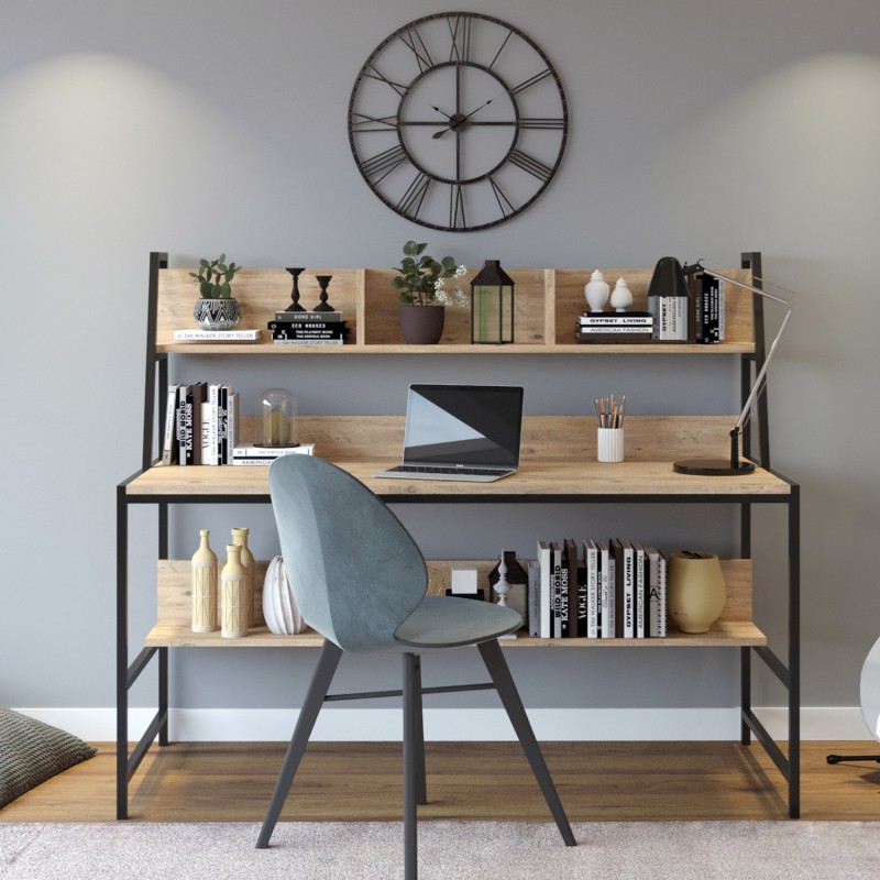 2195_0-800x800 Γραφείο Symphony oak μέταλλο μελαμίνη 140x60x122cm ed2195 - Image 1