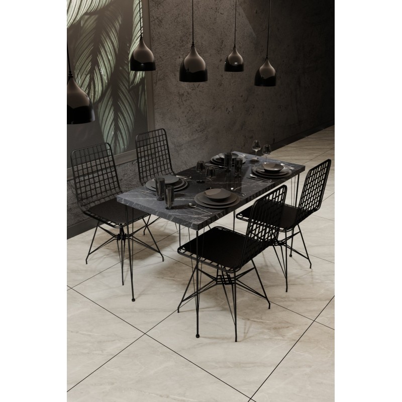 2196_0-800x800 Σετ τραπεζαρία Nice 5τεμ μαύρο χρώμα μελαμίνη 120x60x75cm ed2196 - Image 1