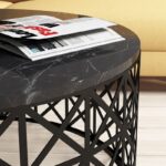 Τραπέζι σαλονιού Ferfor μαύρο μάρμαρο μελαμίνη μεταλλικά πόδια 90x38x90εκ  ed2209 - Image 4