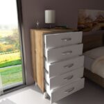 Συρταριέρα Cera λευκή καρυδί 50x37 5x87 6cm ed2212 - Image 4