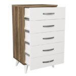 Συρταριέρα Cera λευκή καρυδί 50x37 5x87 6cm ed2212 - Image 3