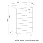 Συρταριέρα Cera λευκή καρυδί 50x37 5x87 6cm ed2212 - Image 2