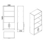 Βιβλιοθήκη Vario καρυδί ανθρακί μελαμίνη 63 6x37 6x140εκ ed2218 - Image 2