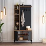 Έπιπλο εισόδου Viyana καρυδί ανθρακί μελαμίνη μεταλλικά πόδια 90x35x200εκ ed221 - Image 5