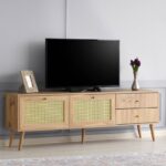 Έπιπλο TV Frosinone oak μαύρο χρώμα μελαμίνη 180x40x60cm ed2220