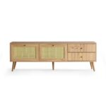Έπιπλο TV Frosinone oak μαύρο χρώμα μελαμίνη 180x40x60cm ed2220 - Image 3