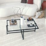 Τραπέζι σαλονιού Sun μαύρο μεταλλικός σκελετός επιφάνεια γυαλί 94x64x35εκ ed2222 - Image 5