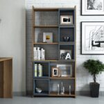 Βιβλιοθήκη Box καρυδί Chalcedony χρώμα μελαμίνη 80x22x170cm ed2228 - Image 4