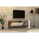 Έπιπλο tv Palmi καρυδί λευκό χρώμα μελαμίνη 120x25x36 8cm ed222 - Image 4