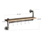 Ράφι Tubo μέταλλο ξύλο 60x35x14cm ed2256 - Image 4