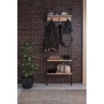 Έπιπλο εισόδου Nina μαύρο μελαμίνη μεταλλικό πλαίσιο 54x26x180εκ ed2258 - Image 4