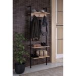 Έπιπλο εισόδου Nina μαύρο μελαμίνη μεταλλικό πλαίσιο 54x26x180εκ ed2258 - Image 3