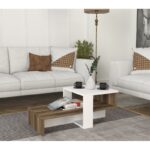 Τραπέζι σαλονιού Chain άσπρο καρυδί μελαμίνη 80x43 6x16 3εκ ed227