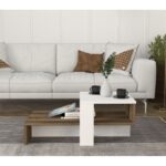 Τραπέζι σαλονιού Chain άσπρο καρυδί μελαμίνη 80x43 6x16 3εκ ed227 - Image 3