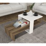 Τραπέζι σαλονιού Chain άσπρο καρυδί μελαμίνη 80x43 6x16 3εκ ed227 - Image 2