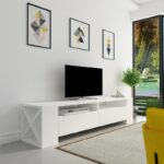 Έπιπλο τηλεόρασης Sosru λευκό 155x35x35cm ed2306 - Image 4