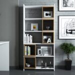 Βιβλιοθήκη Box άσπρο καρυδί χρώμα μελαμίνη 80x22x170cm ed2307 - Image 4