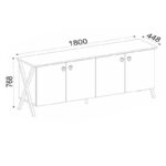 Κονσόλα Favore καρυδί μαύρο χρώμα 180x44 8x76 8cm ed2330 - Image 2