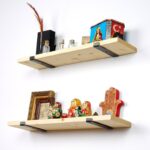 Ραφιέρα Lam δρυς μαύρο ξύλο μεταλλική βάση 60x14x16εκ ed2347