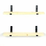 Ραφιέρα Lam δρυς μαύρο ξύλο μεταλλική βάση 60x14x16εκ ed2347 - Image 3