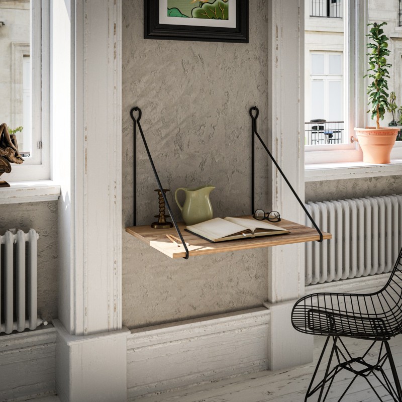 2369_0-800x800 Γραφείο Mantova καρυδί μαύρο χρώμα μελαμίνη μέταλλο 70x50x70cm ed2369 - Image 1