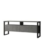 Έπιπλο TV Villa χρώματος ασημί μαύρο 140x35 5x55 8cm ed2379 - Image 4