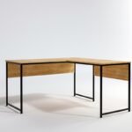 Γραφείo Doppio oak χρώμα μελαμίνη μέταλλο 160x60x72cm ed2388 - Image 4