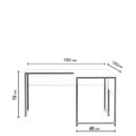 Γραφείo Doppio oak χρώμα μελαμίνη μέταλλο 160x60x72cm ed2388 - Image 2