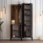 Έπιπλο εισόδου Berlin καρυδί μαύρο μάρμαρο μελαμίνη μεταλλικά πόδια 120x35x200εκ ed2402 - Image 5